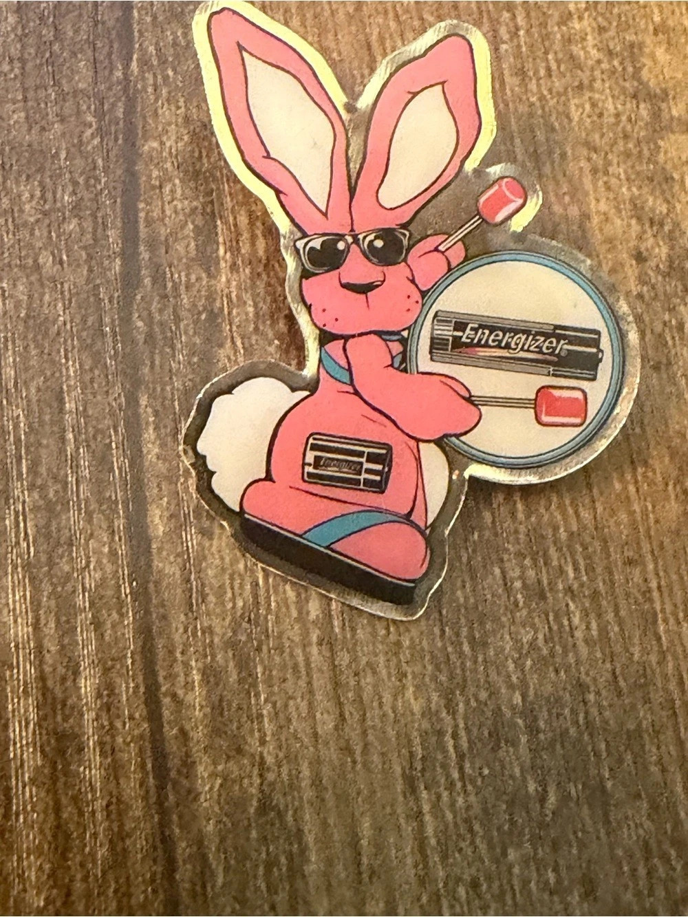 Vintage 90s Energizer Bunny Lapel Pin Drummer Sunglasses Battery Advertising